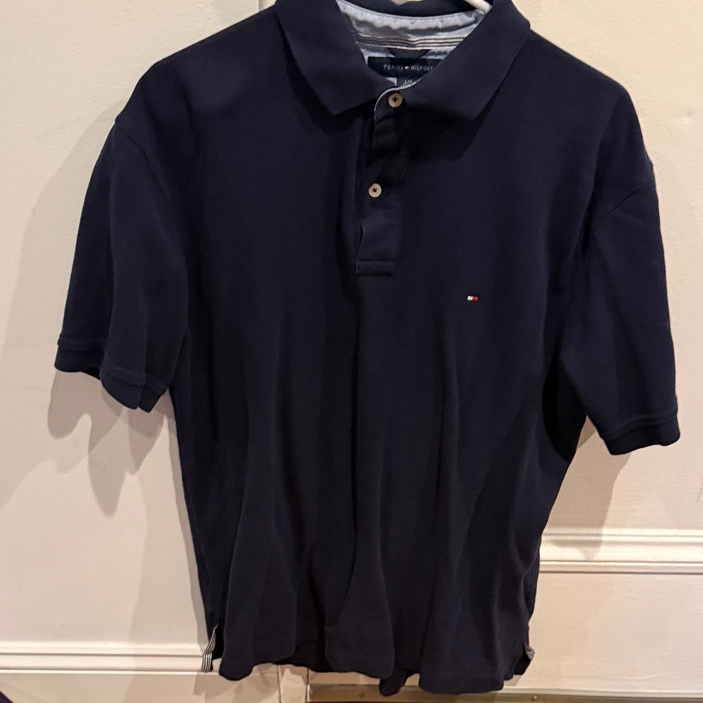 Tommy Hilfiger Navy Short Sleeve Polo with Chest Flag